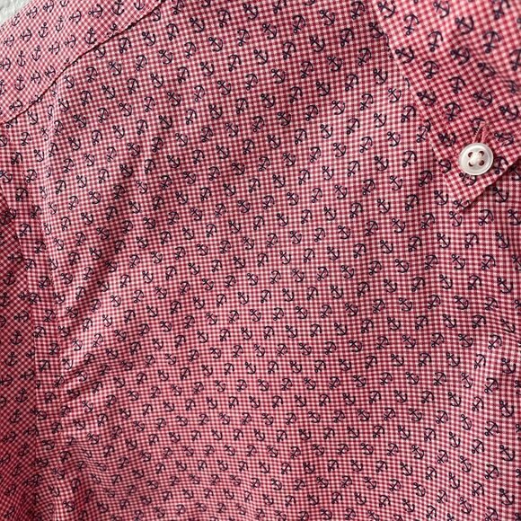 NWT J. McLaughlin Lorimer Button Down Shirt Red/Navy Mini Anchor Men's Small - Picture 4 of 10